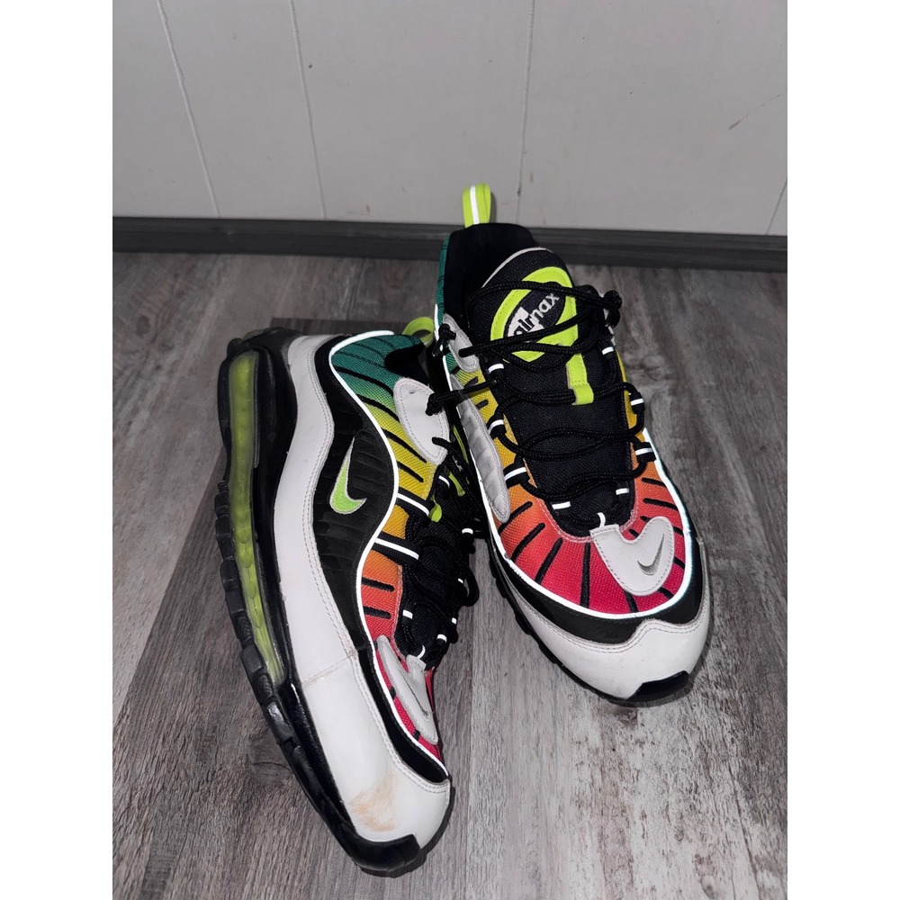 Nike Air Max 98 Multicolor Gradient White Black Neon Green Sneakers